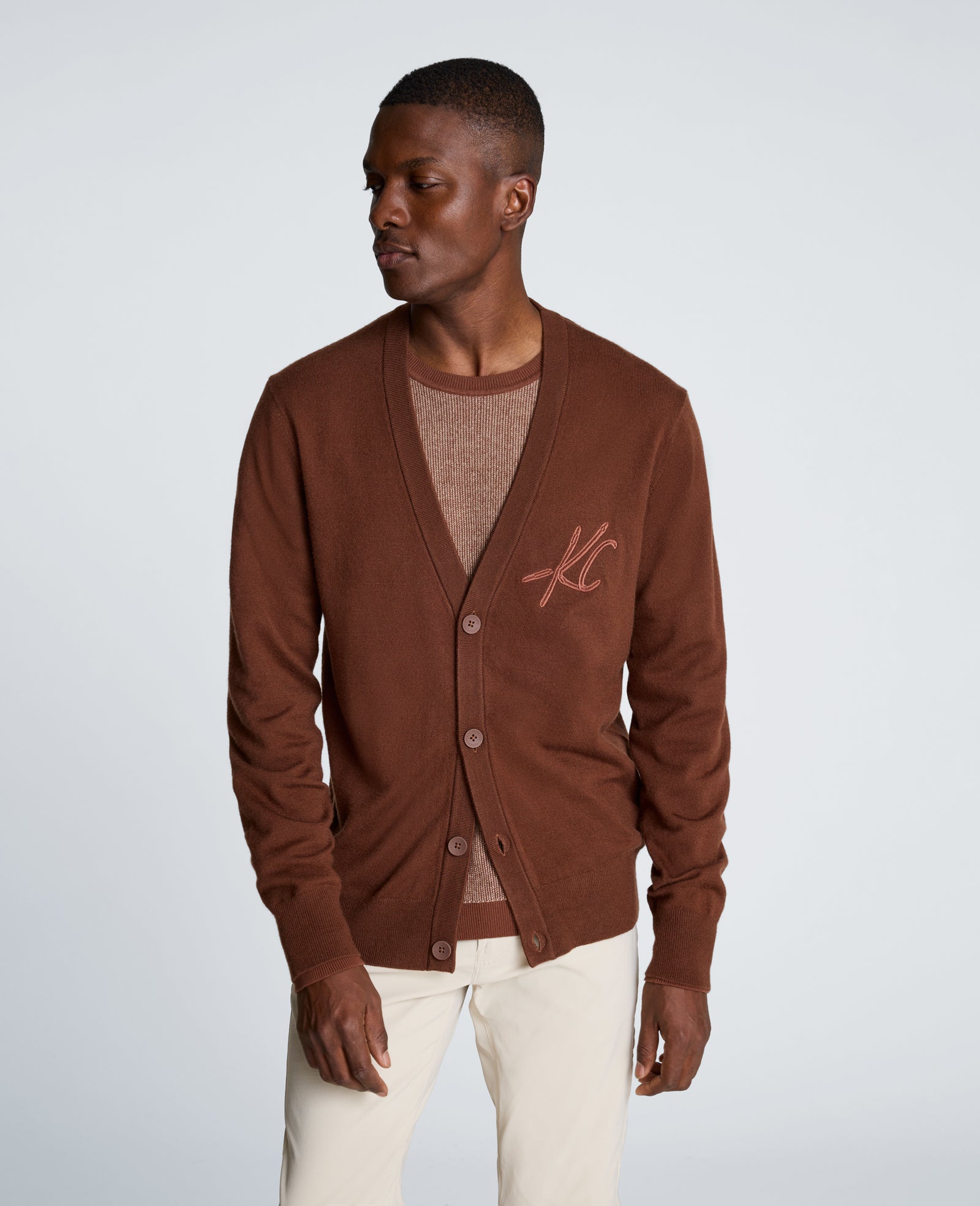 Kenneth Cole Reaction Clothing Logo Cardigan cardigan Brick