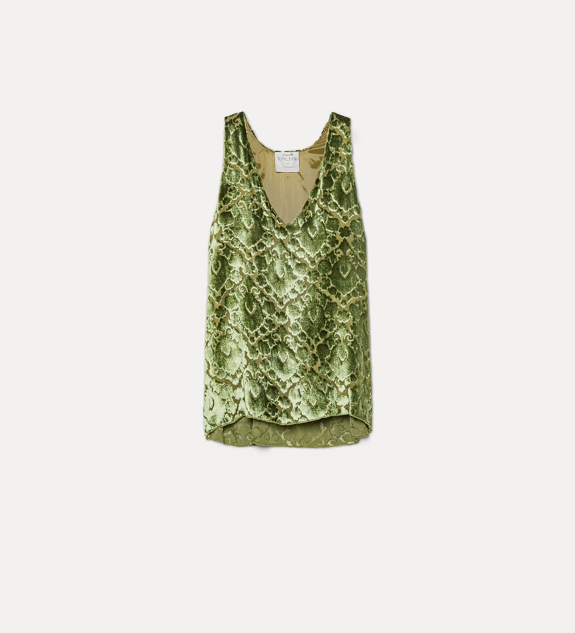 Forte top top in velluto burnout floreale Leaf verde