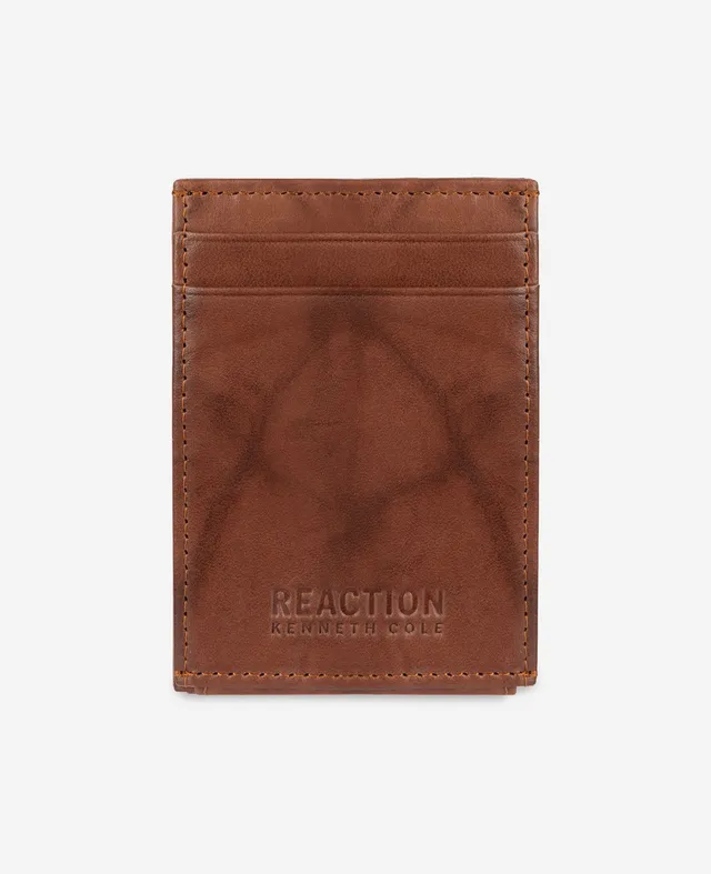 Kenneth Cole Reaction Crunch Leather Wallet portafoglio uomo color cuoio RFID