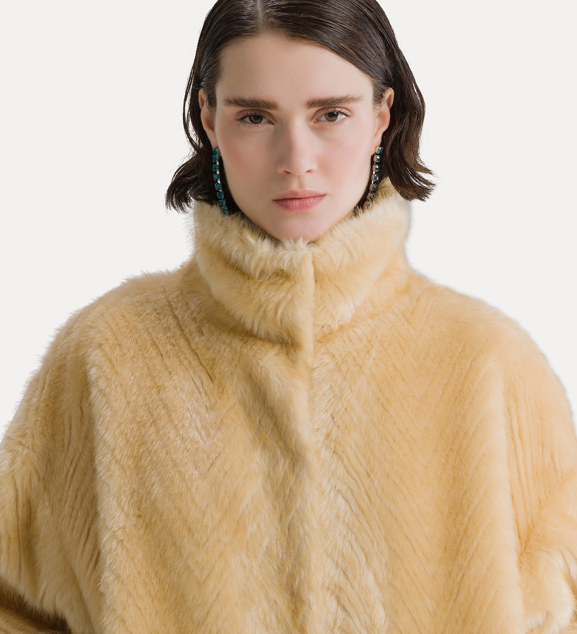 Forte giacche faux fur bomber jacket bomber giallo oro motivo chevron