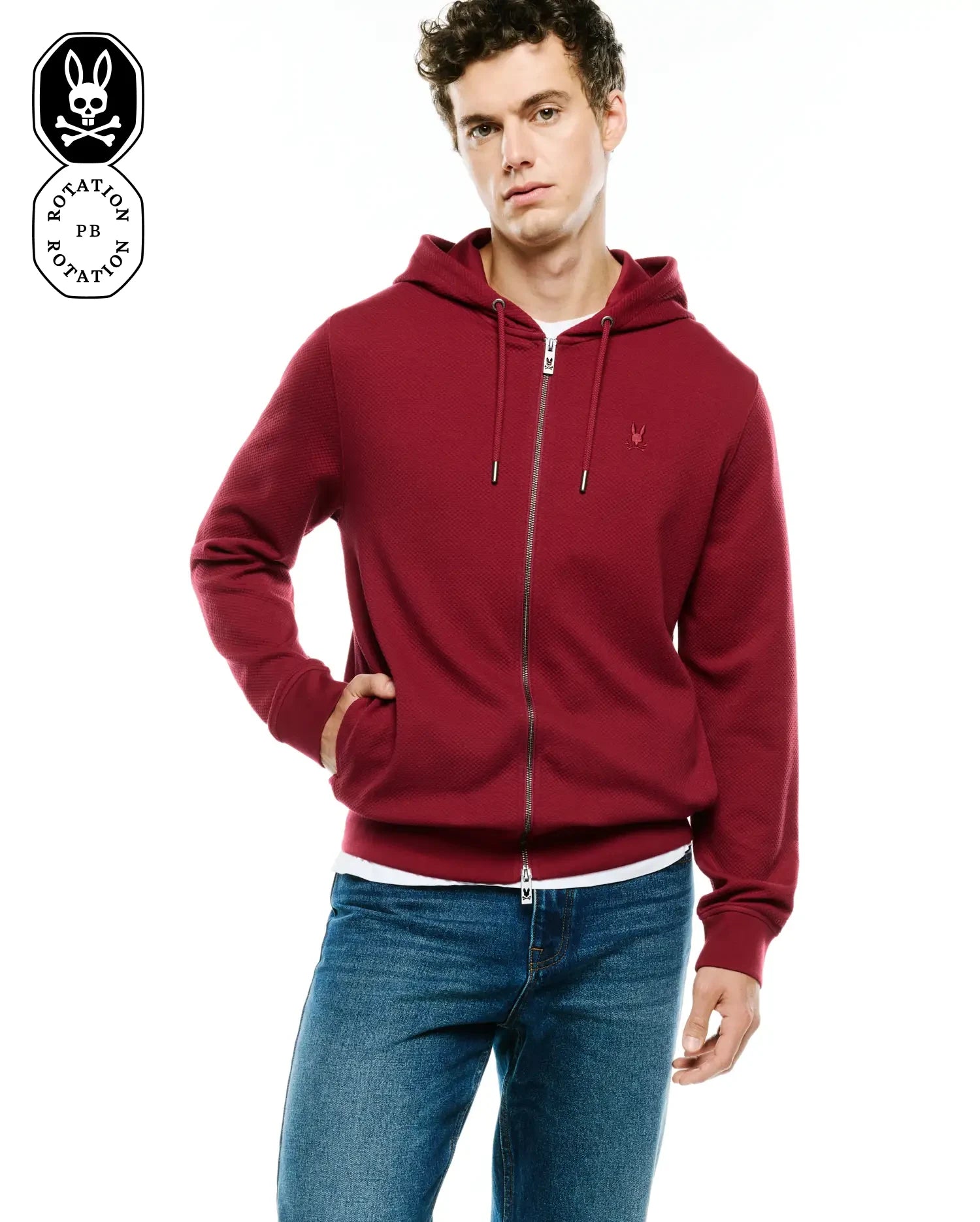 Psycho Bunny Men's Sweatshirts & Hoodies Marc Zip felpa con cappuccio rossa