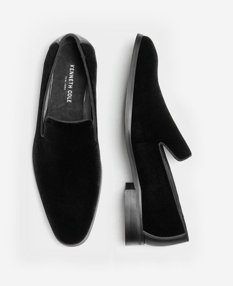 Kenneth Cole Reaction Harry2 Velvet Venetian Loafer mocassini neri in velluto