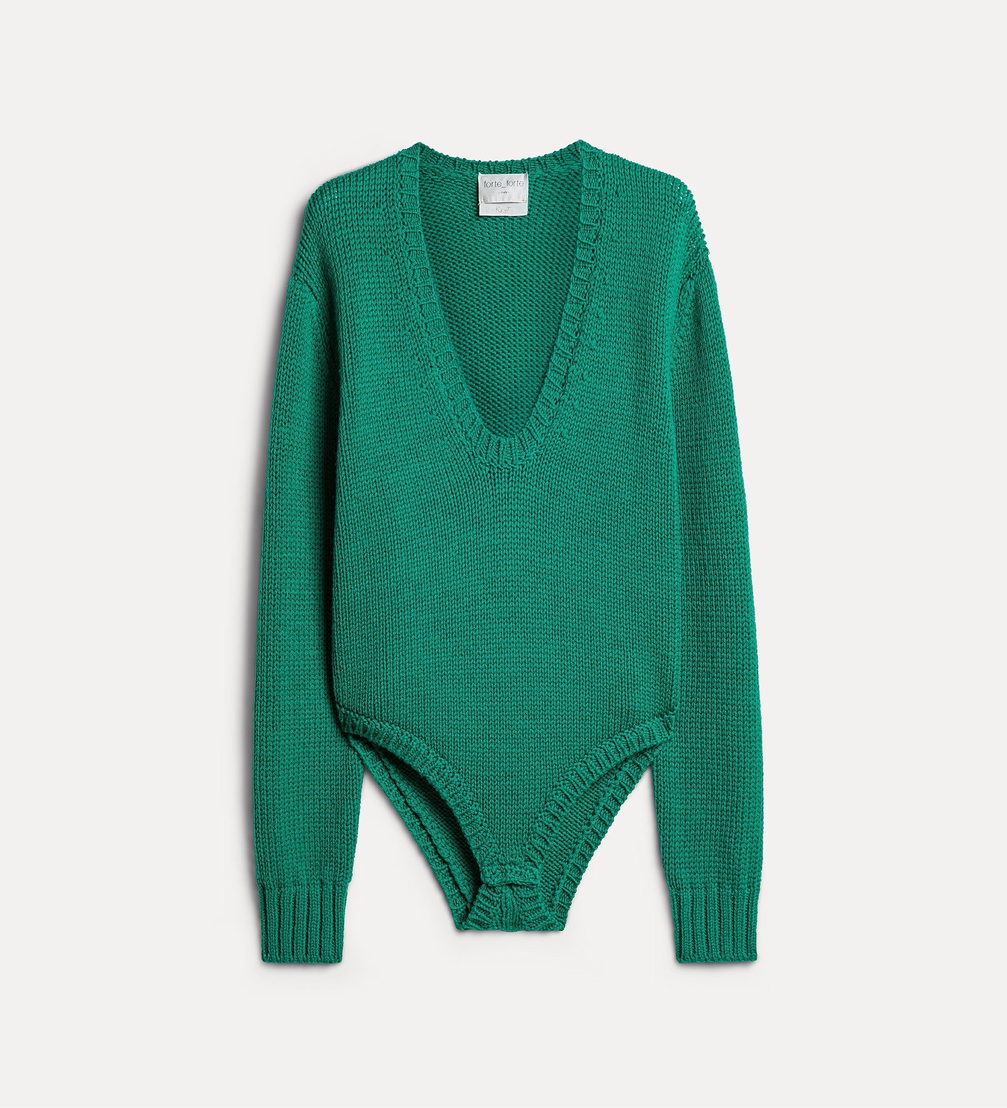 Forte maglieria cable-knit wool bodysuit body verde