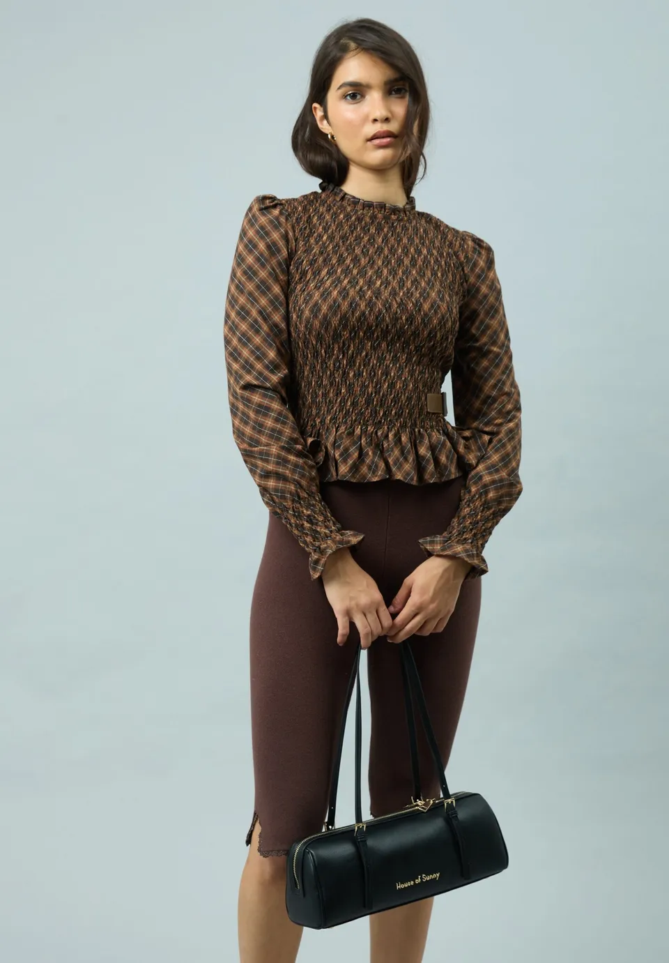 House Of Sunny Womens Tops CHECK RUCHED TOP top a quadri con cintura