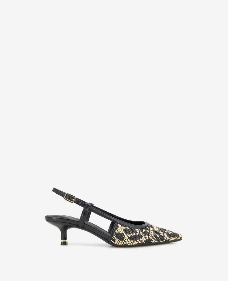 Kenneth Cole Reaction Shoes Martha Leopard Raffia slingback tacco basso
