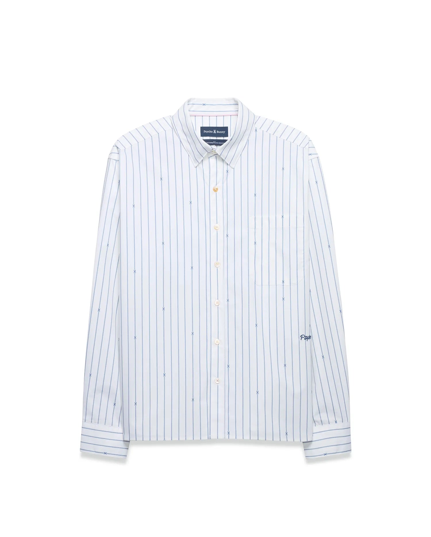 Psycho Bunny Men's Shirts Men's Peyton Oversized Stripe camicia bianca XXS-XXXL cotone