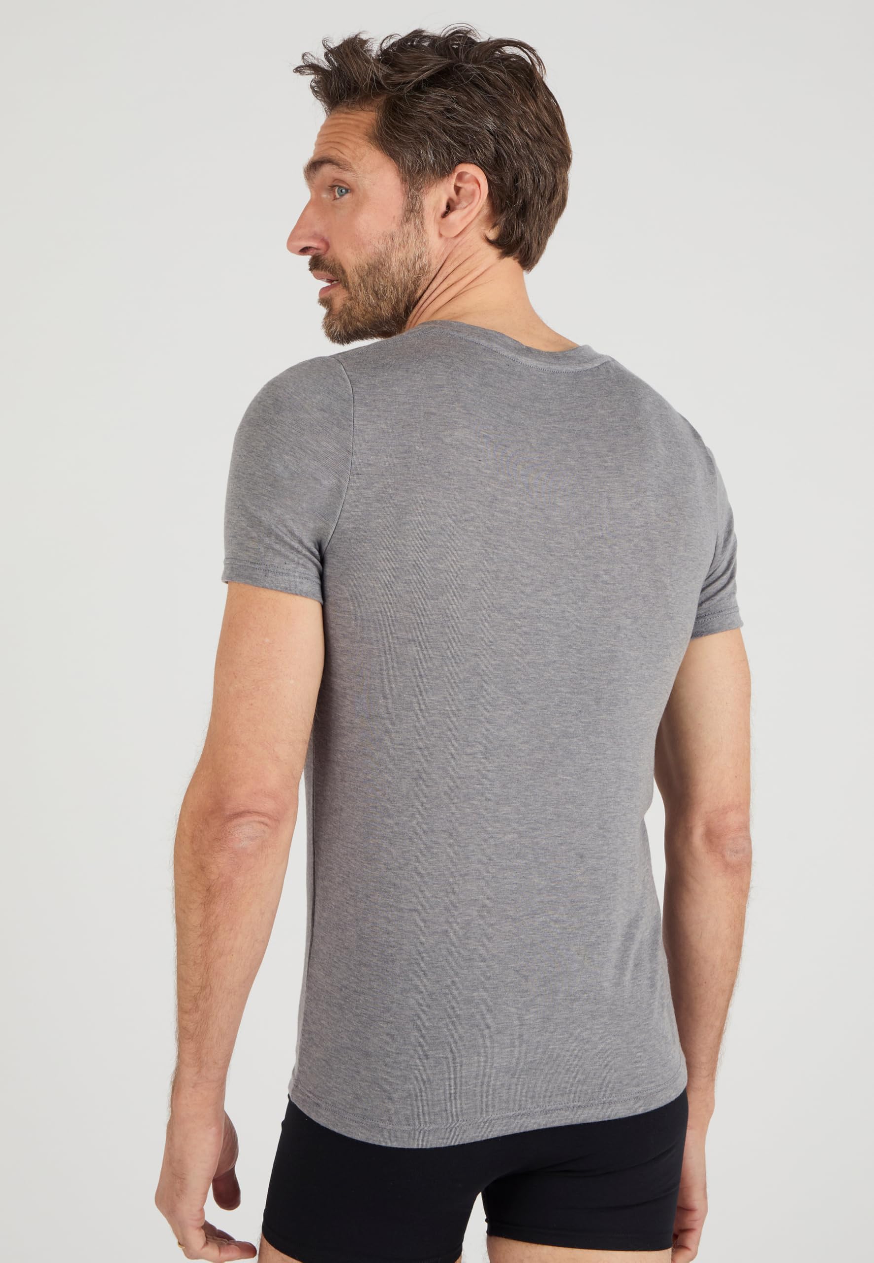 Damart Thermolactyl T-shirt uomo scollo a V manica corta grigio melange scuro S