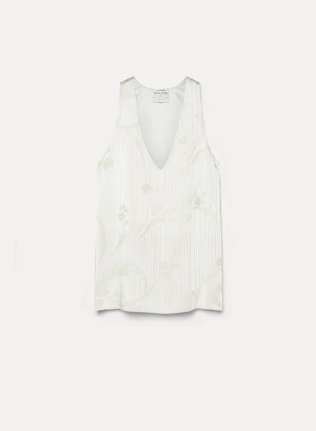 Forte The Lotus top jacquard avorio motivo loto