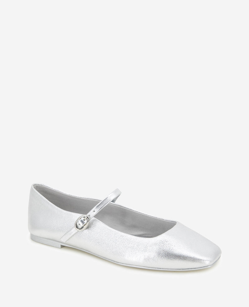 Kenneth Cole Reaction Shoes Jasper Metallic Leather Ballet Flat ballerine argento pelle