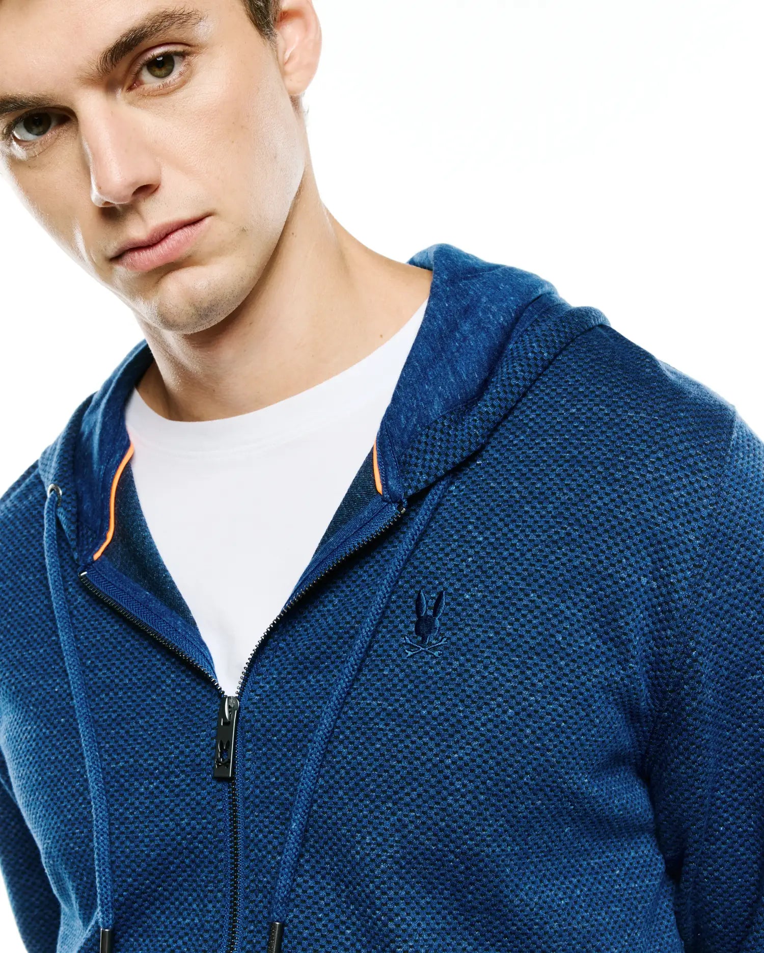 Psycho Bunny Men's Sweatshirts & Hoodies Marc felpa con zip blu elasticizzata