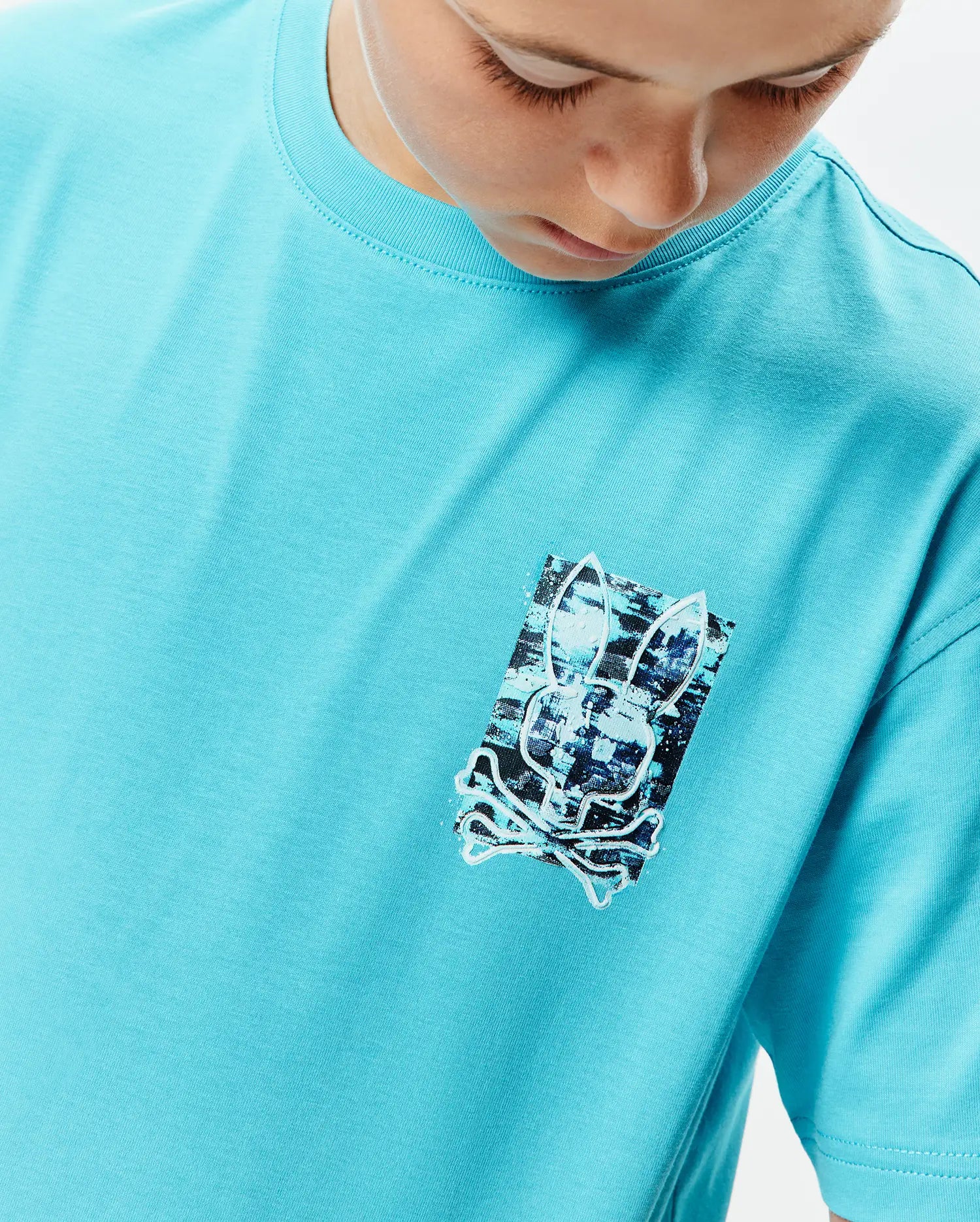 Psycho Bunny Kids Tees Isaac Oversized Tee maglietta bambino blu Maui