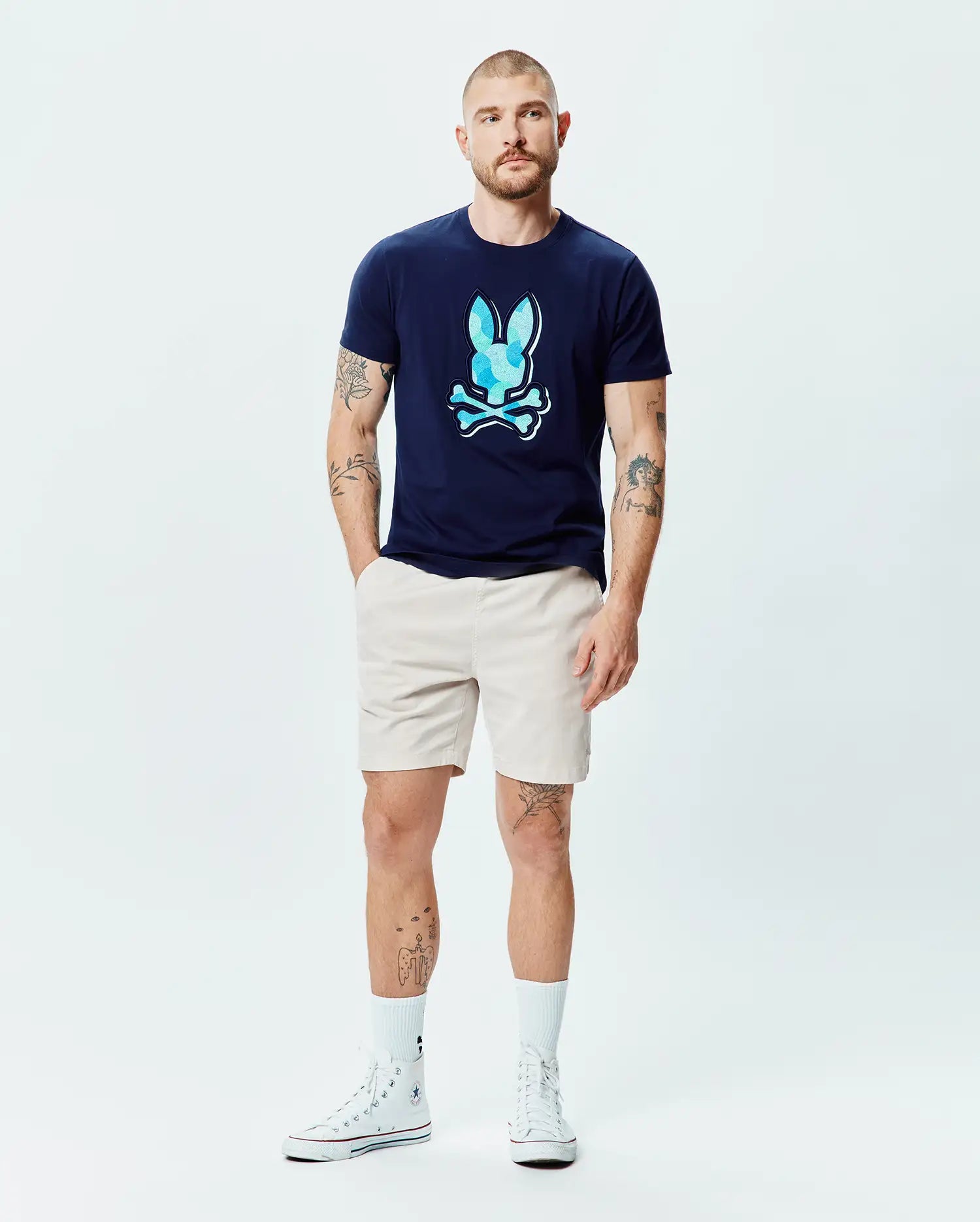 Psycho Bunny Men's Tees Ethan Graphic Tee MT0200290 maglietta blu regular