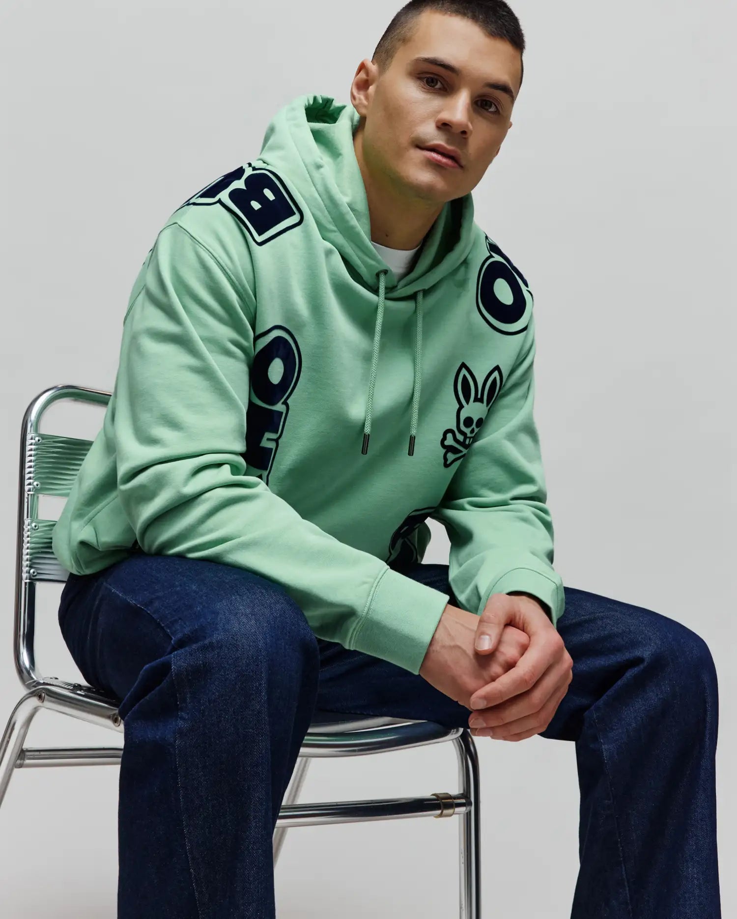 Psycho Bunny Men's Sweatshirts & Hoodies MENS TOBY OVERSIZED HOODIE MT0500133 felpa verde oversize