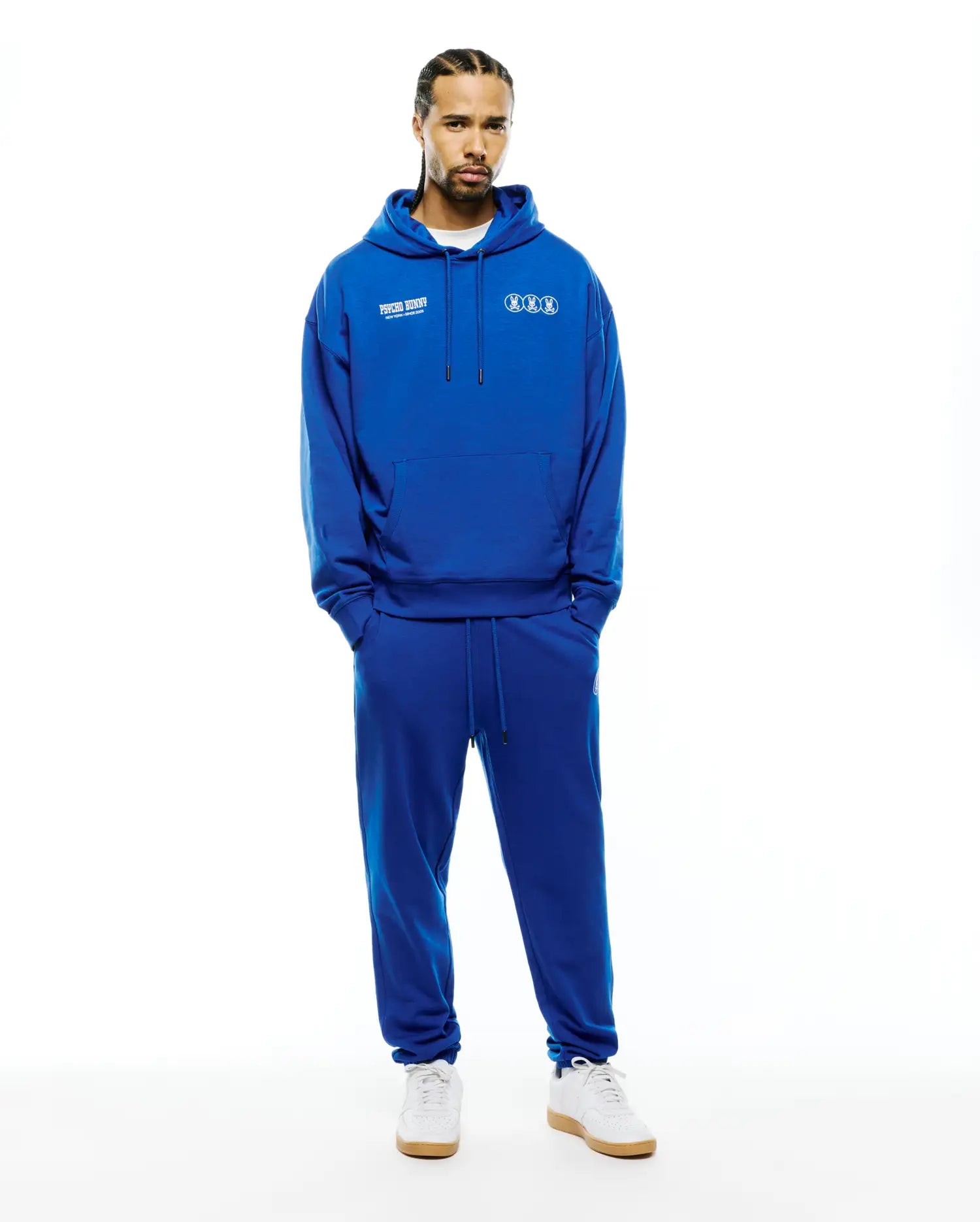 Psycho Bunny Men's Sweatshirts & Hoodies Nathaniel Oversized Hoodie felpa blu oversize