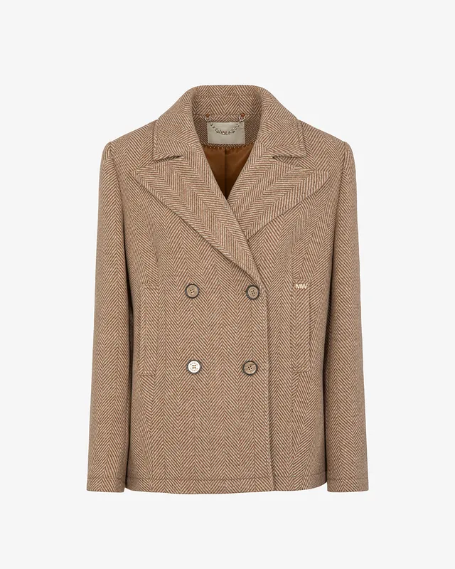 Markup Donna Cappotti Cappotto corto doppiopetto in tessuto spigato cappotto