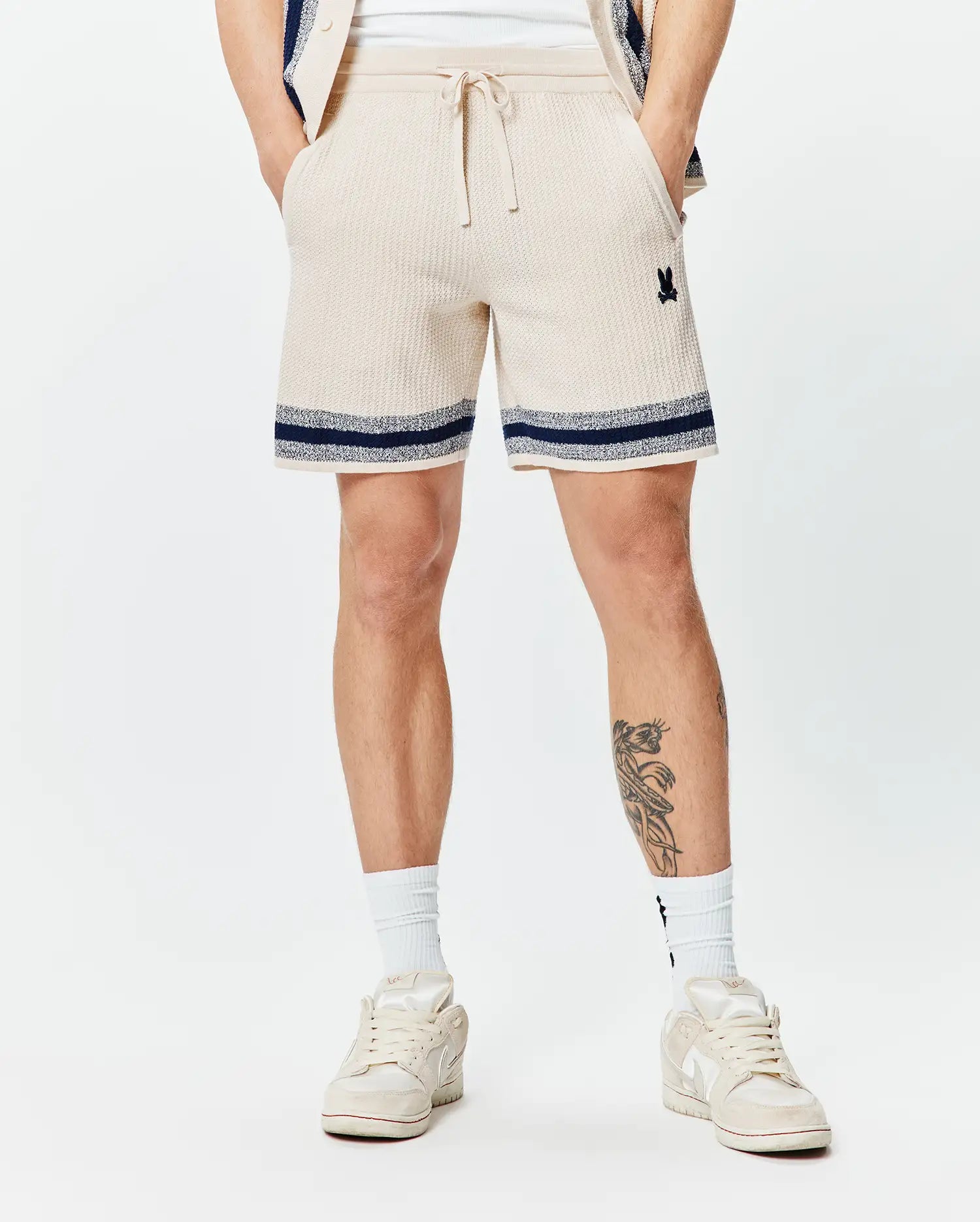Psycho Bunny Men's Shorts Giles Knit Short 7" shorts beige cotone