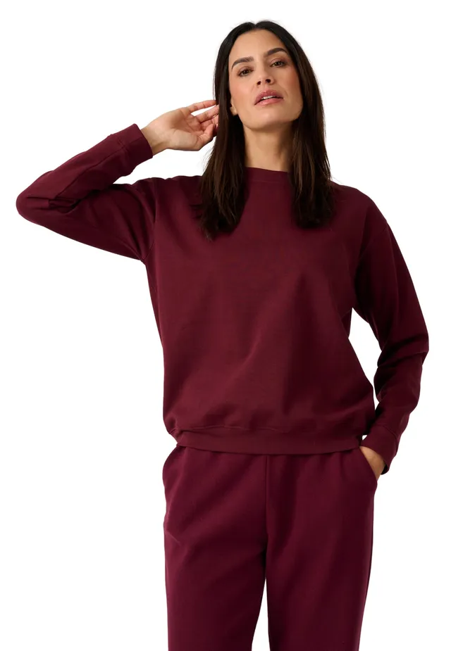 Damart Prêt-à-porter felpa donna 54-56 rosso bordeaux in pile
