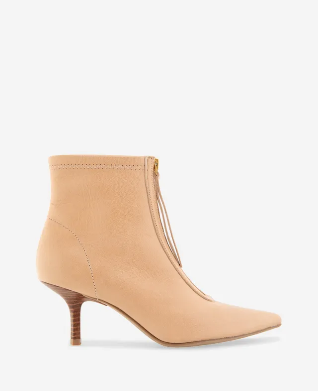 Kenneth Cole Reaction Shoes Udaya Leather Heel Bootie stivaletti pelle sabbia