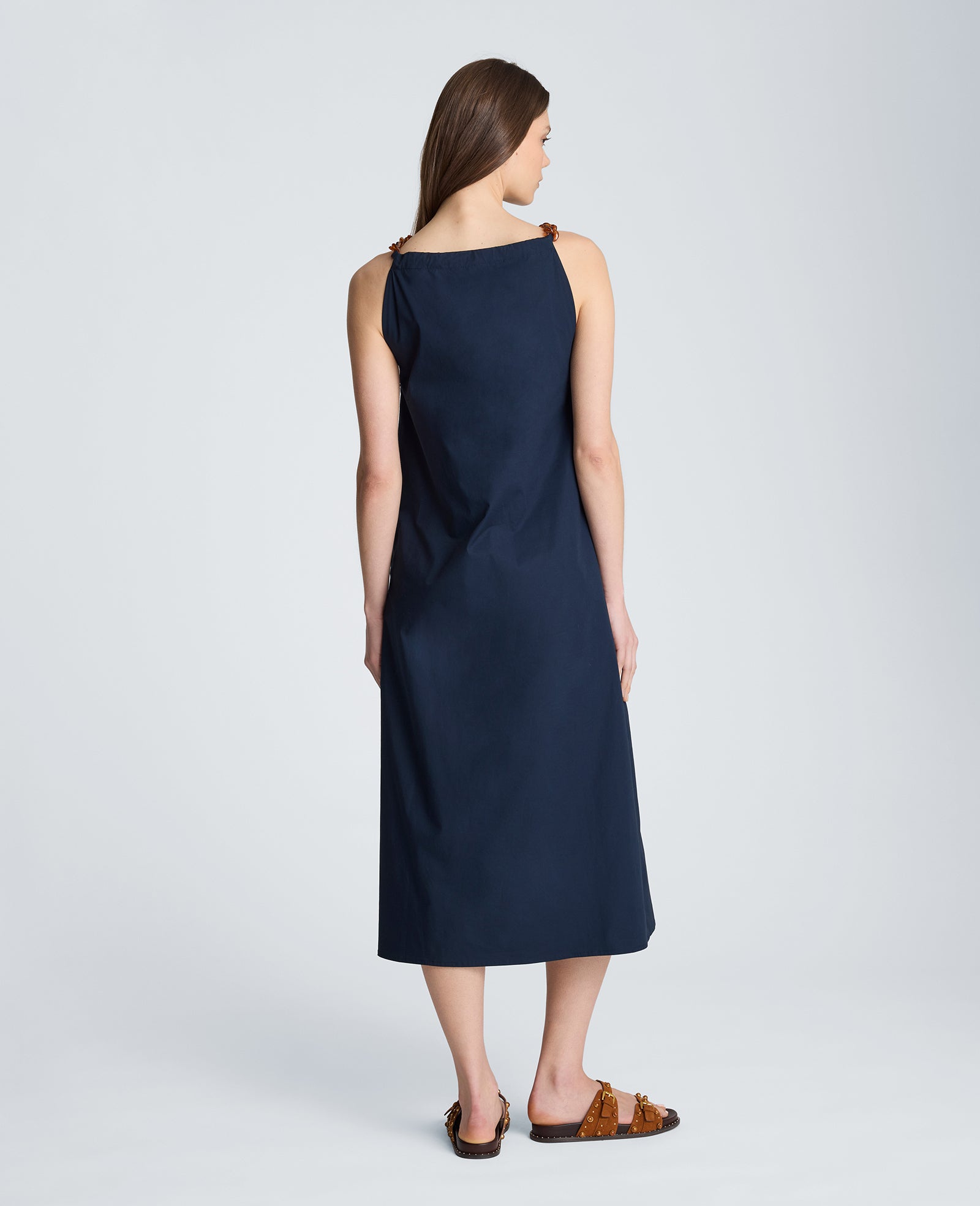 Kenneth Cole Reaction Clothing Tortoiseshell Tie Halter Midi Dress abito midi blu navy
