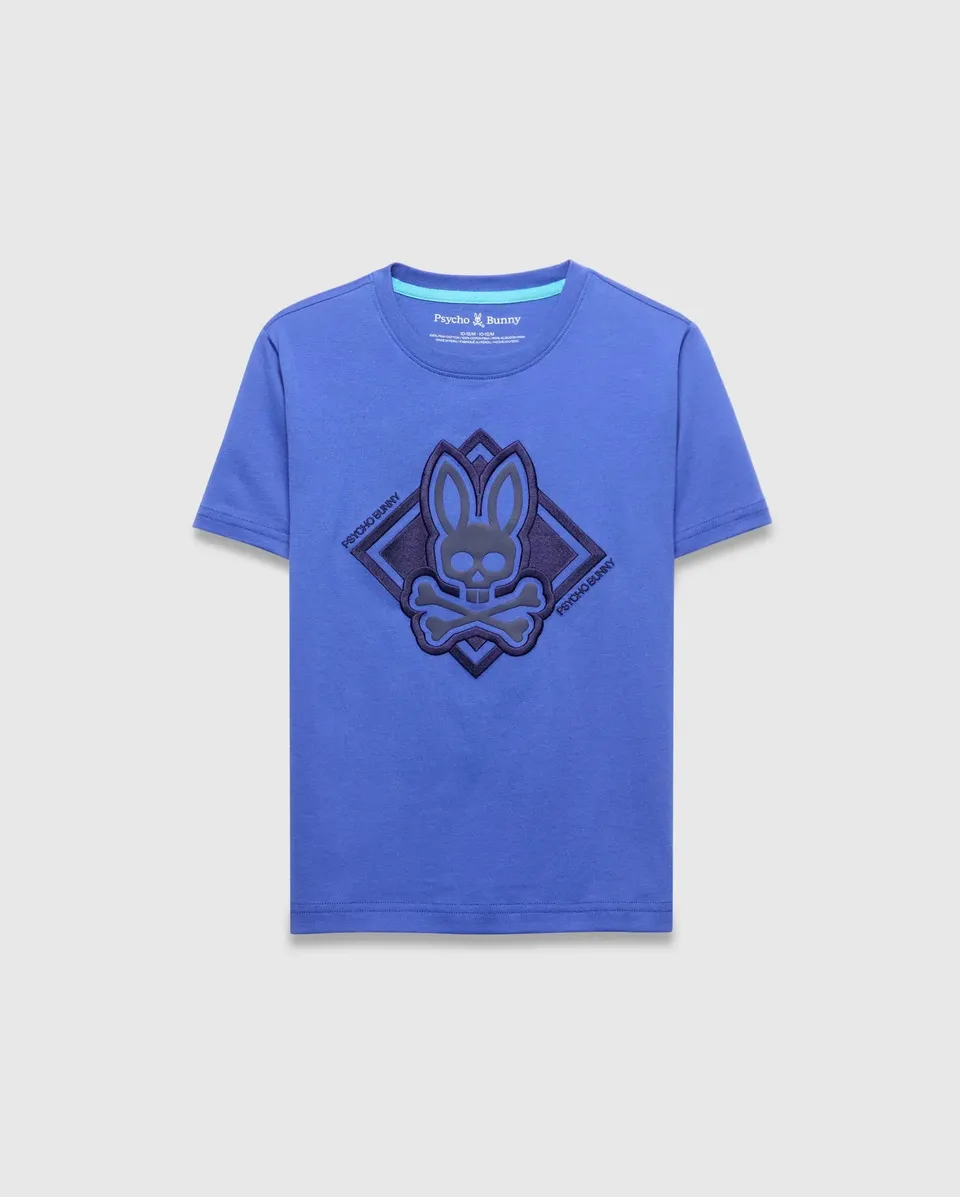 Psycho Bunny Kids Tees Tobias maglietta grafica blu in cotone Pima