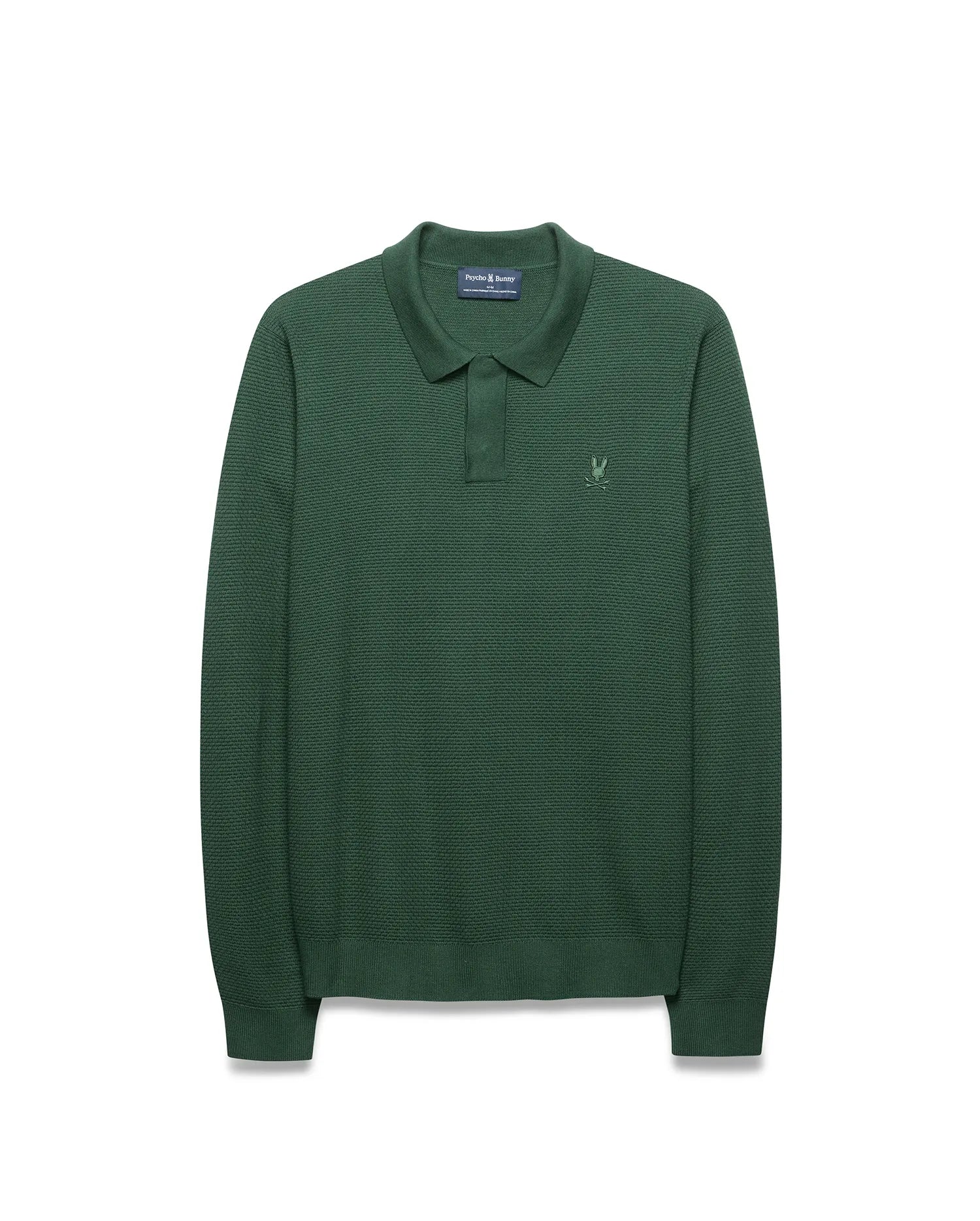 Psycho Bunny Men's Polos Leroy Long Sleeve Knit Polo MT0100321 polo verde 327 Pineneedle