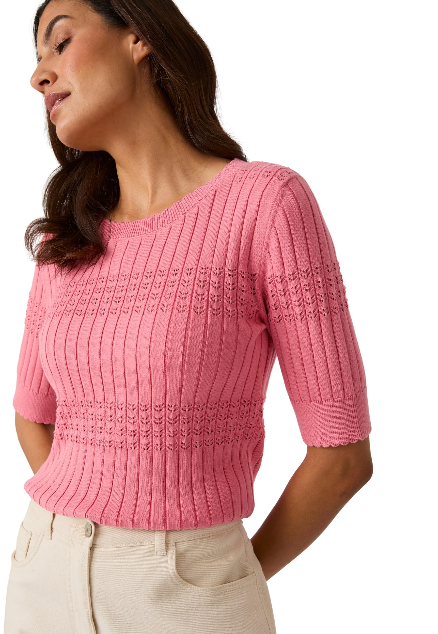 Damart Prêt-à-porter Maglione donna rosa 38-40 in cotone biologico