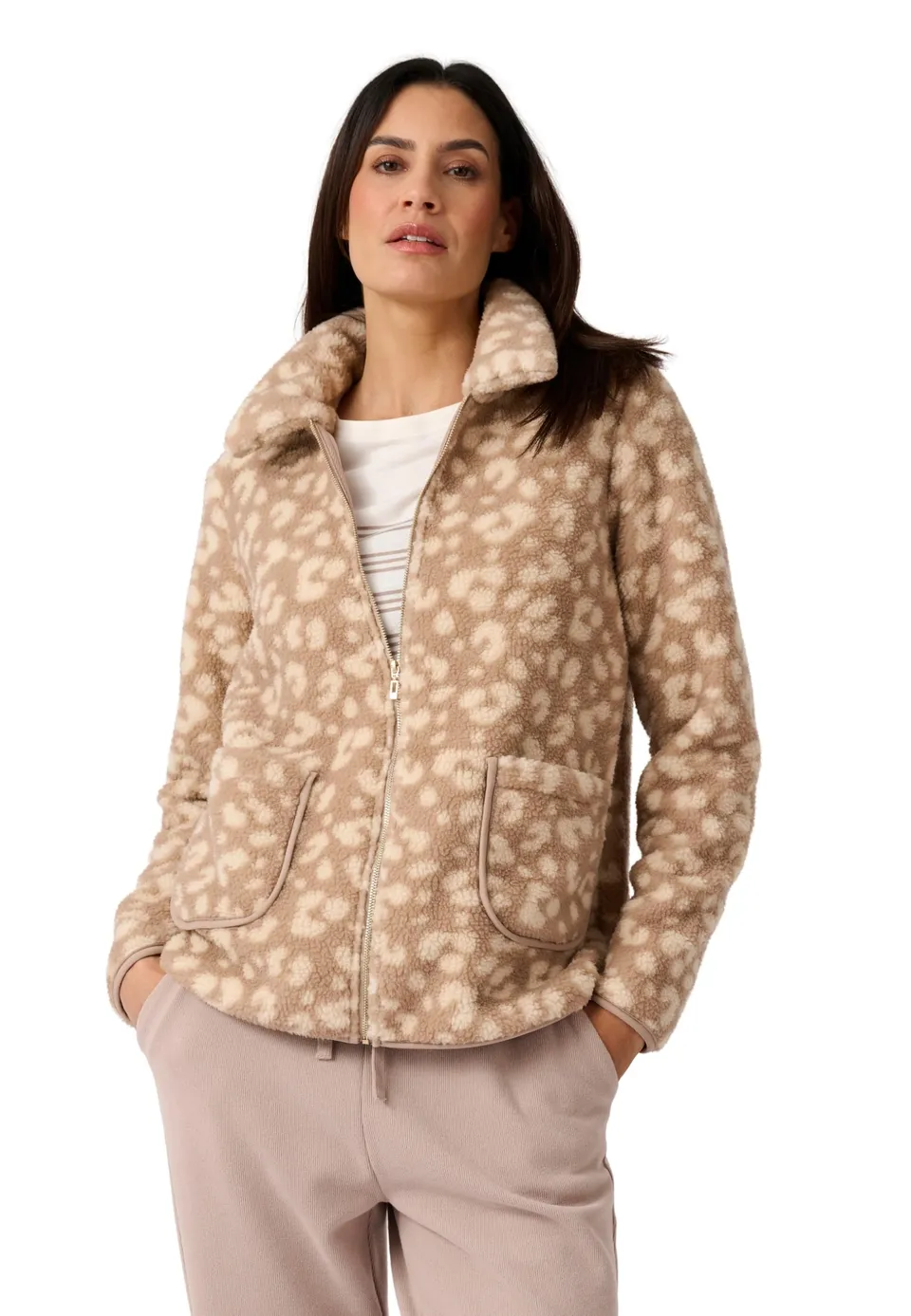 Damart Thermolactyl giacca donna animalier marrone beige
