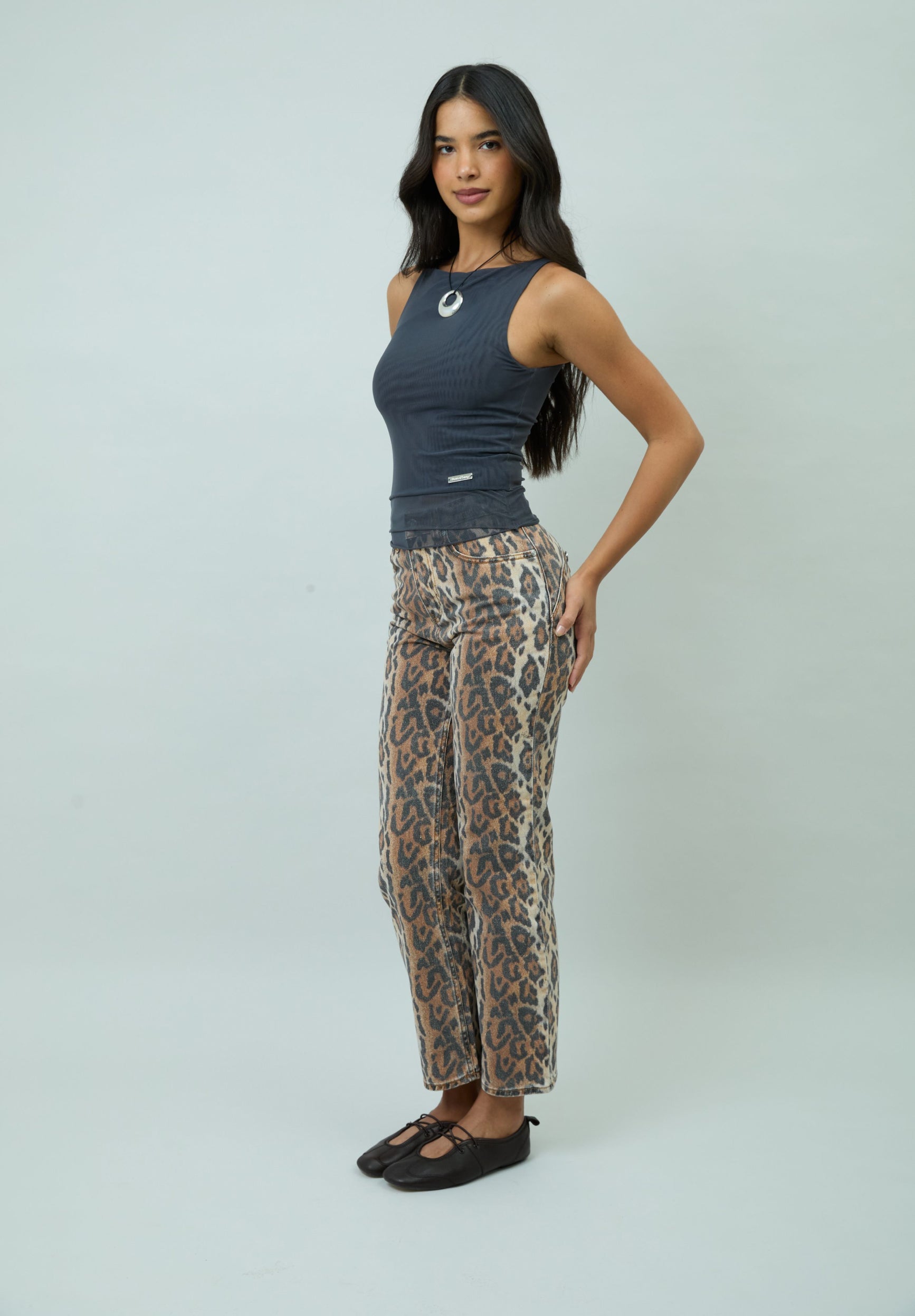 House Of Sunny Women's Denim Leopard Jessie Denim jeans leopardati UK 6–18
