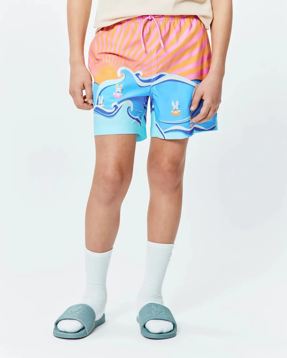 Psycho Bunny Kids Swimwear Ray Swim Trunk costume bambino rosa