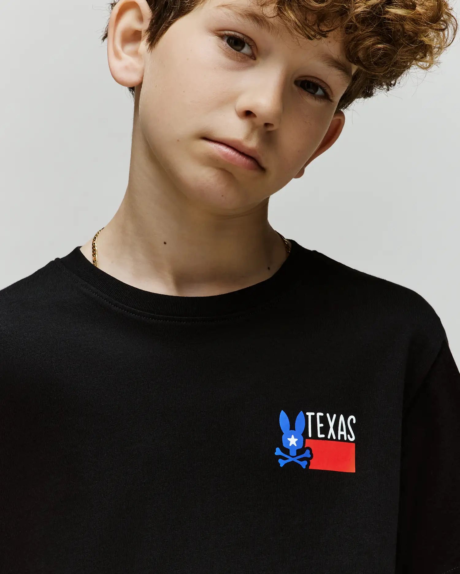 Psycho Bunny Kids Tees Texas Tee maglietta nera bambini cotone Pima