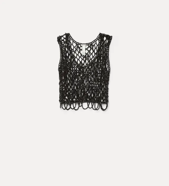 Forte giacche gilet Black Diamond con perle ricamate nero