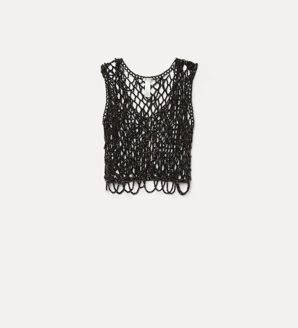 Forte giacche gilet Black Diamond con perle ricamate nero