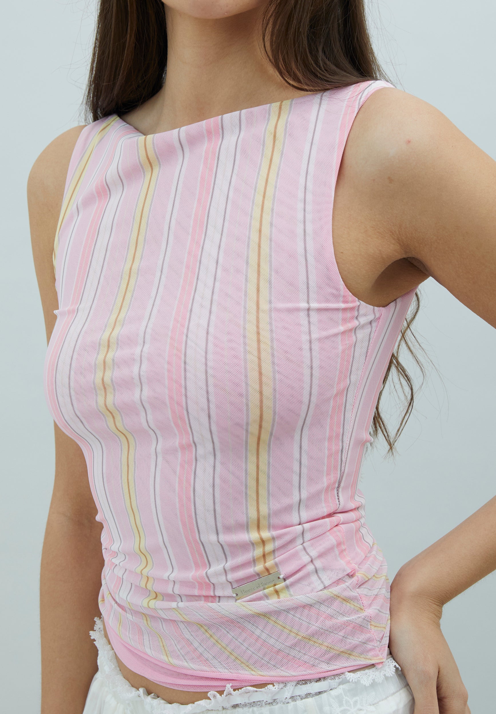 House Of Sunny Womens Tops Striped Mesh Top top a righe UK 6–18 mesh