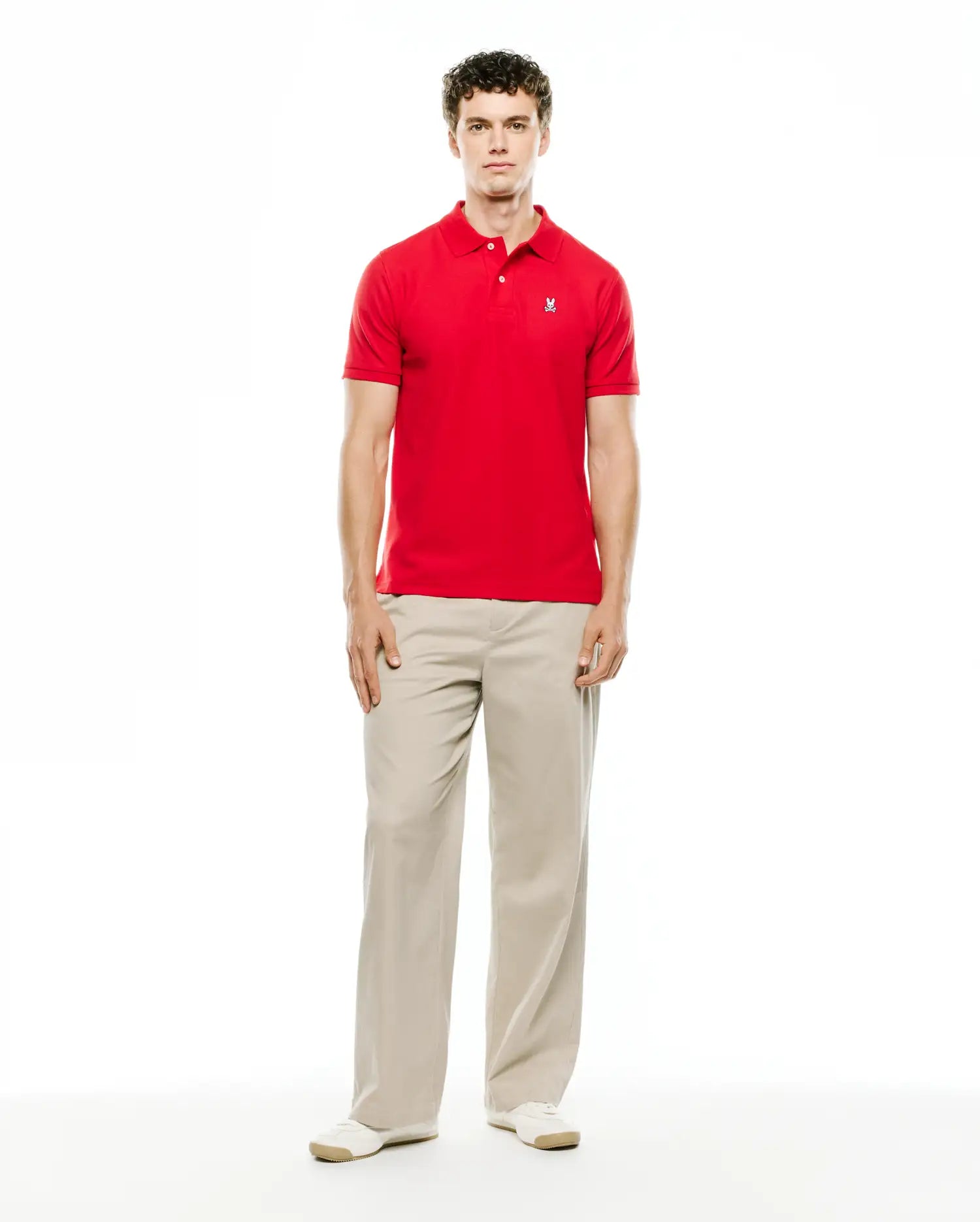 Psycho Bunny Men's Polos Classic Pique Polo Shirt B6K001CRPC polo rossa