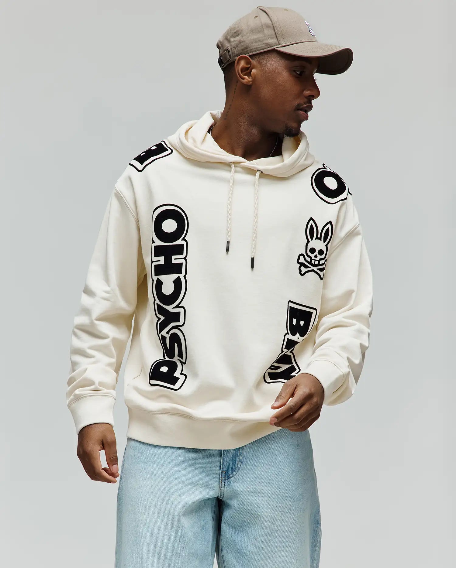 Psycho Bunny Men's Sweatshirts & Hoodies MENS TOBY OVERSIZED HOODIE MT0500133 felpa bianca