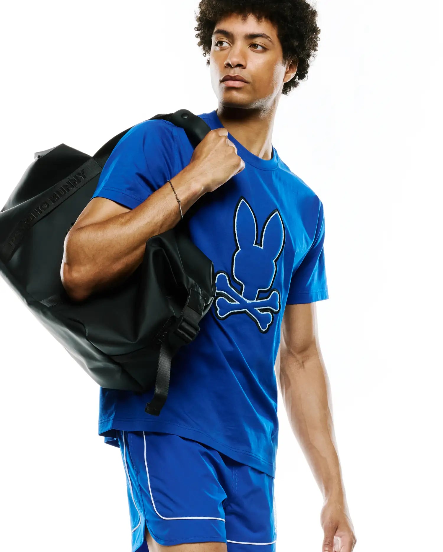 Psycho Bunny Men's Tees Bruno Graphic Tee T-shirt blu in cotone