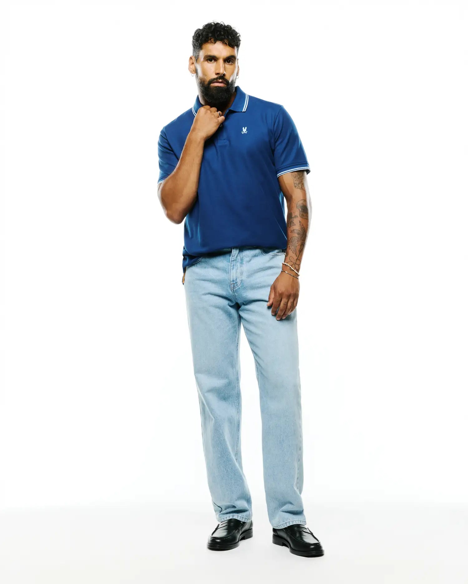 Psycho Bunny Men's Polos Stan Pima Piqué Polo polo blu navy
