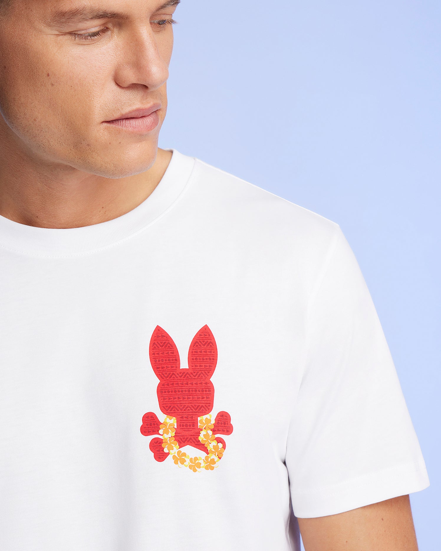 Psycho Bunny Men's Tees Hawaii City Tee B6U169Y1PC t-shirt bianca in cotone Pima