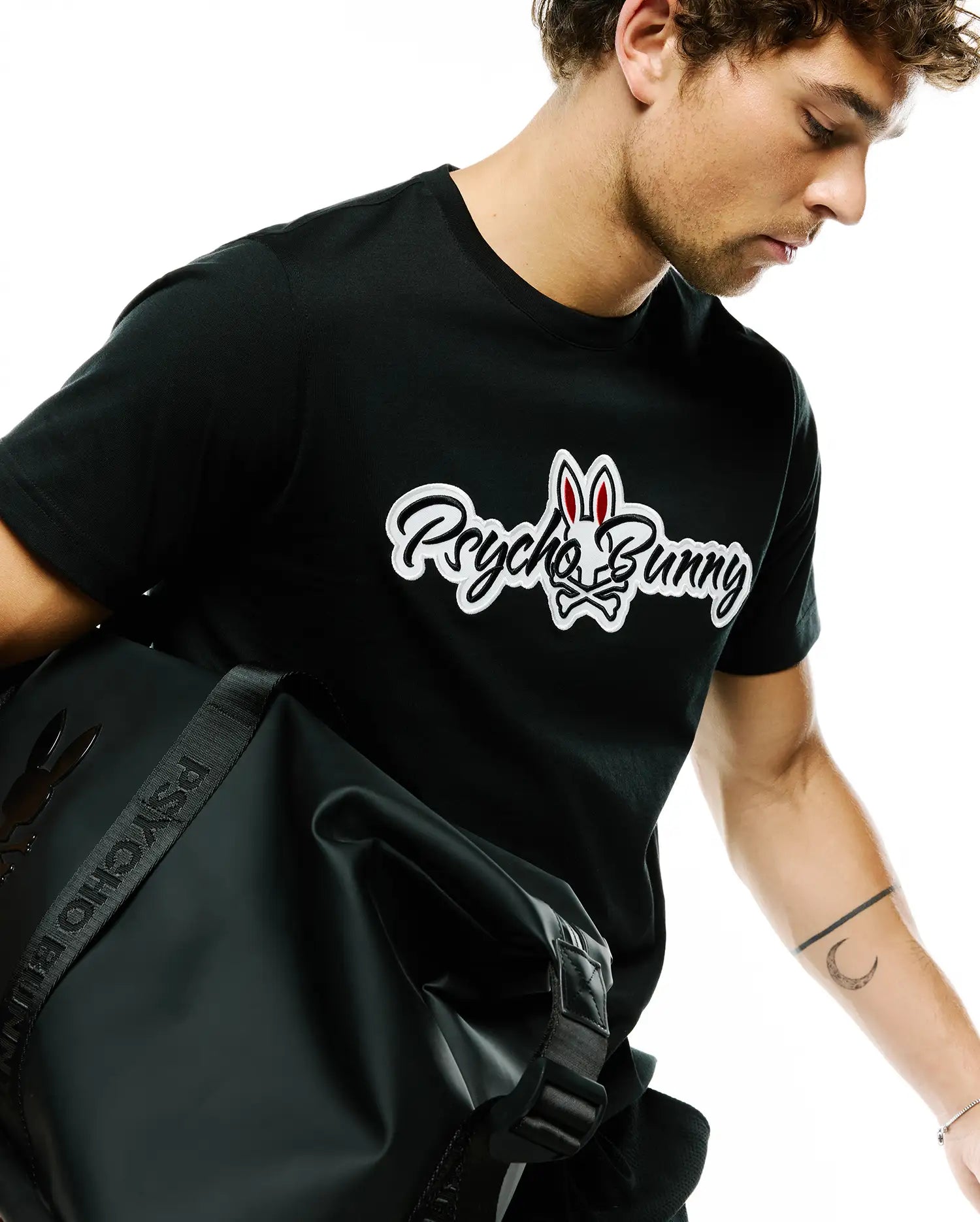 Psycho Bunny Men's Tees Jaydon Pima Cotton Logo Tee maglietta nera Pima