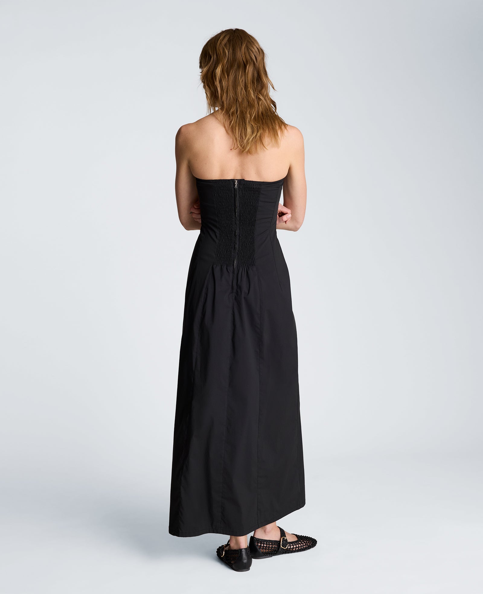 Kenneth Cole Reaction Clothing Strapless Maxi Dress abito lungo nero senza spalline
