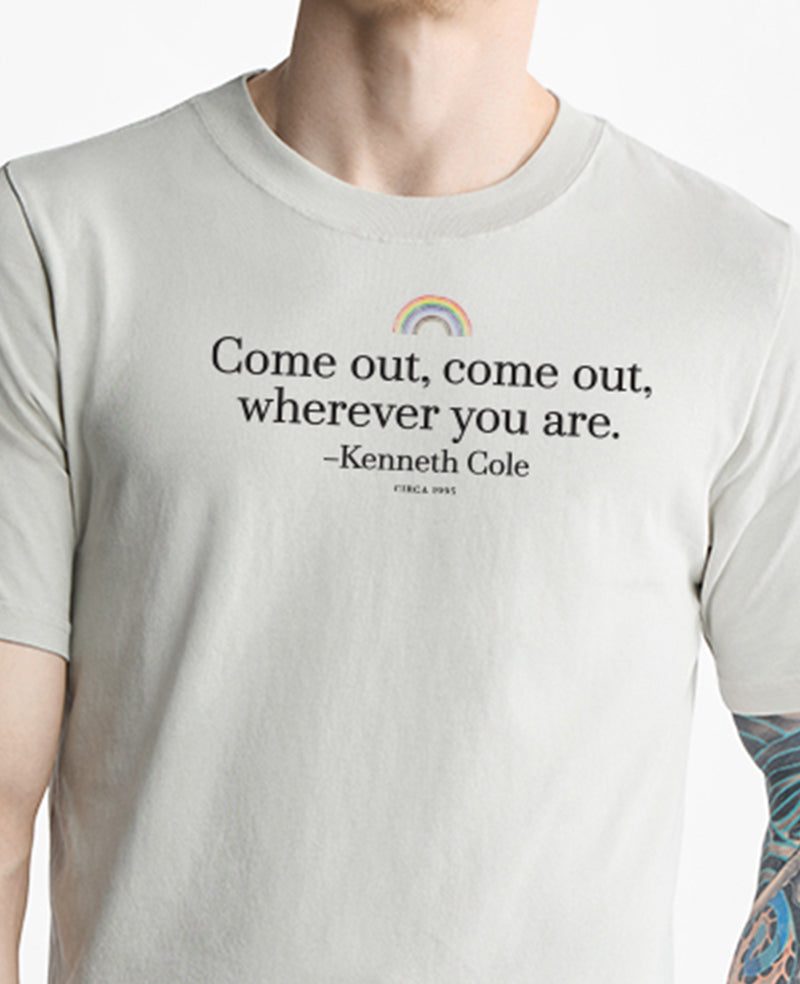 Kenneth Cole Reaction Clothing Men's COME OUT Regular Tee maglietta Faded Bone
