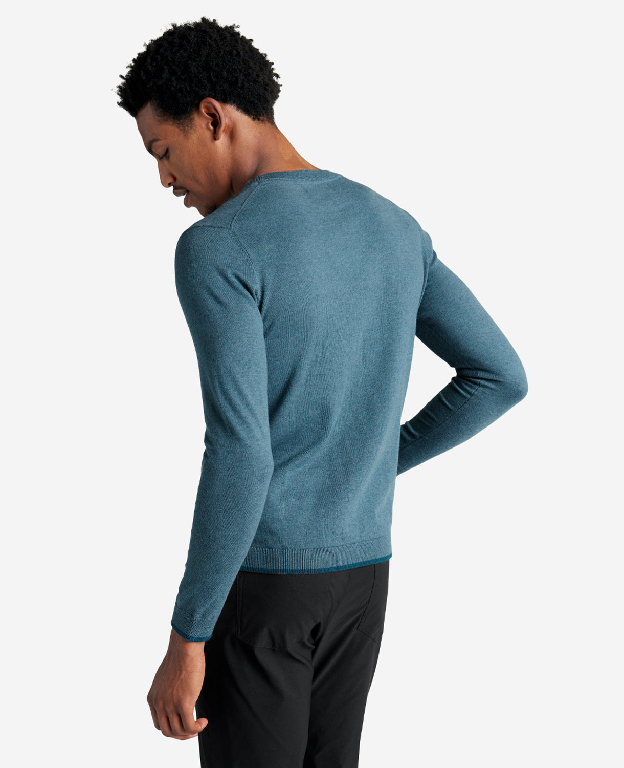 Kenneth Cole Reaction Crew Neck Sweater with Tipping Details maglione blu navy