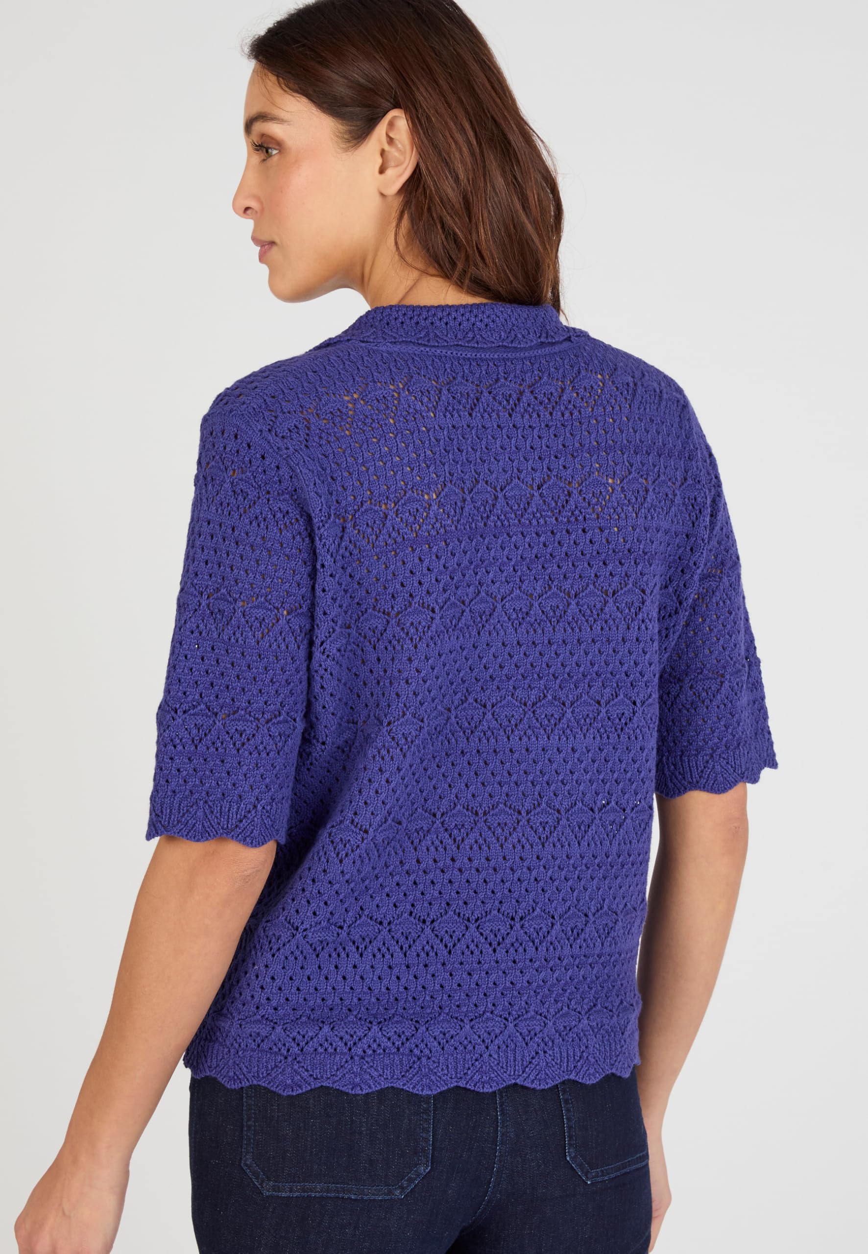 Damart Prêt-à-porter Maglione collo a polo traforato 38-40 cotone