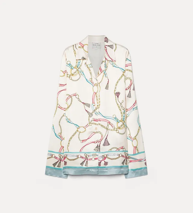 Forte camicie The Crown camicia pyjama in viscosa avorio
