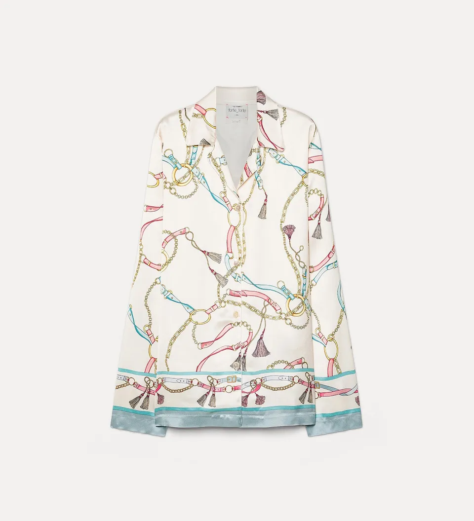 Forte camicie The Crown camicia pyjama in viscosa avorio