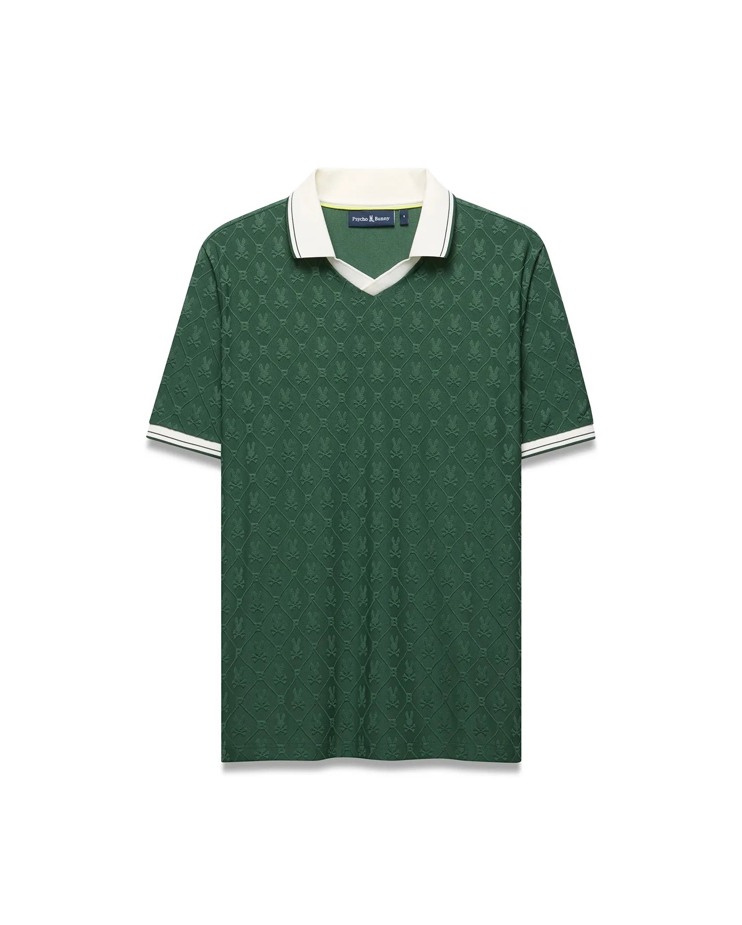 Psycho Bunny Men's Polos MEN'S GARRY JOHNNY COLLAR POLO MT0100319 polo verde jacquard