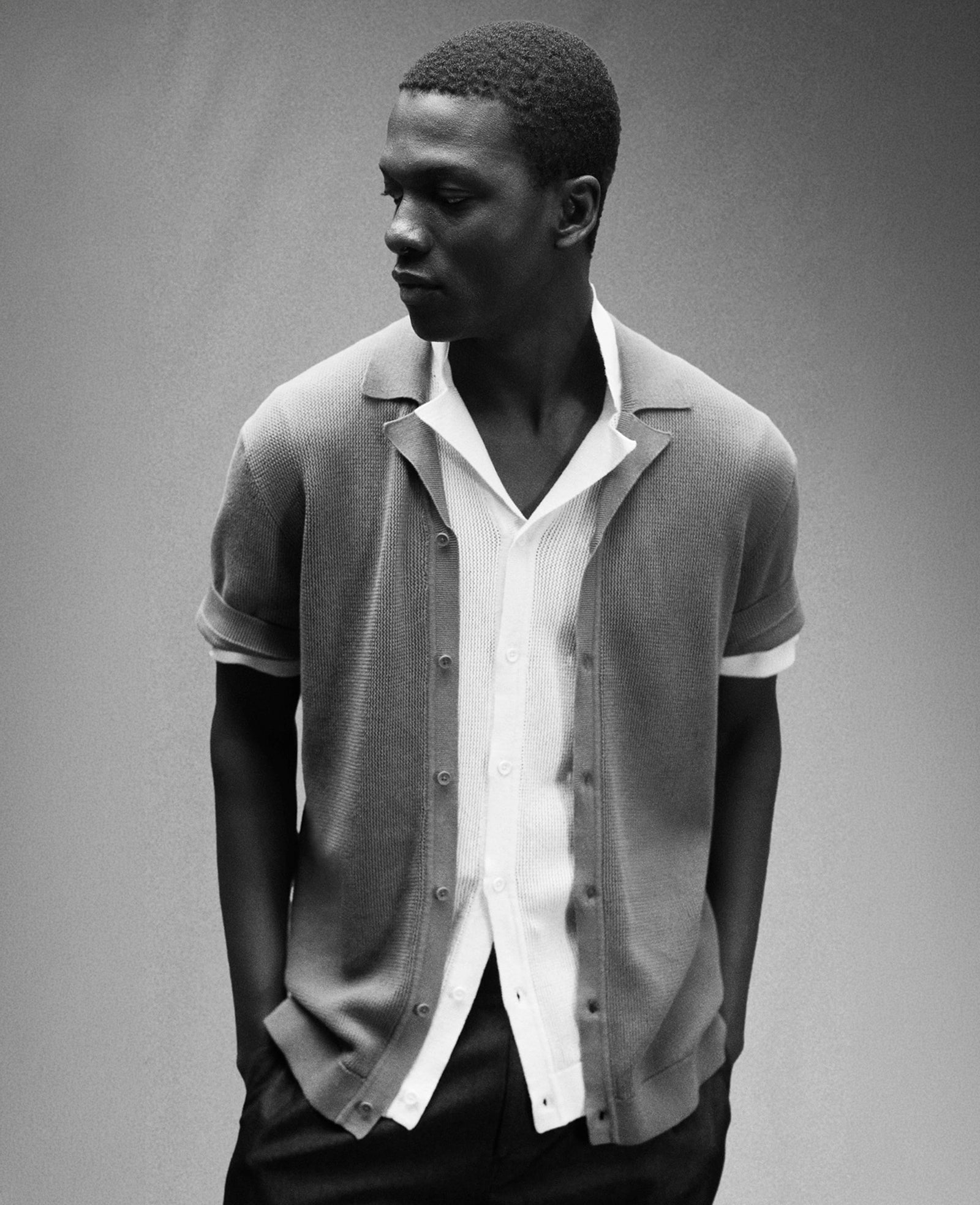 Kenneth Cole Reaction Clothing Knit Camp Shirt camicia uomo White