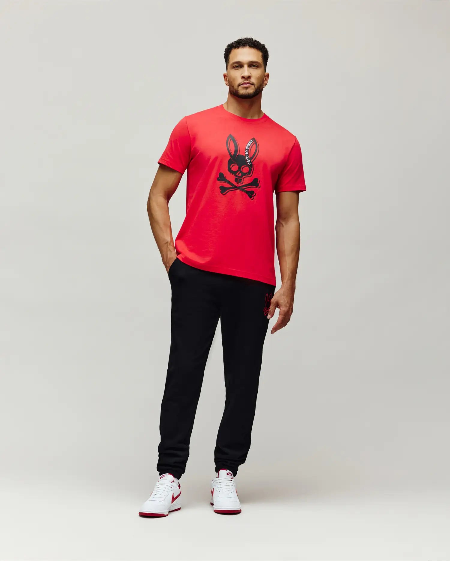 Psycho Bunny Men's Tees Serge Embroidered Bunny Graphic Tee T-shirt Bittersweet