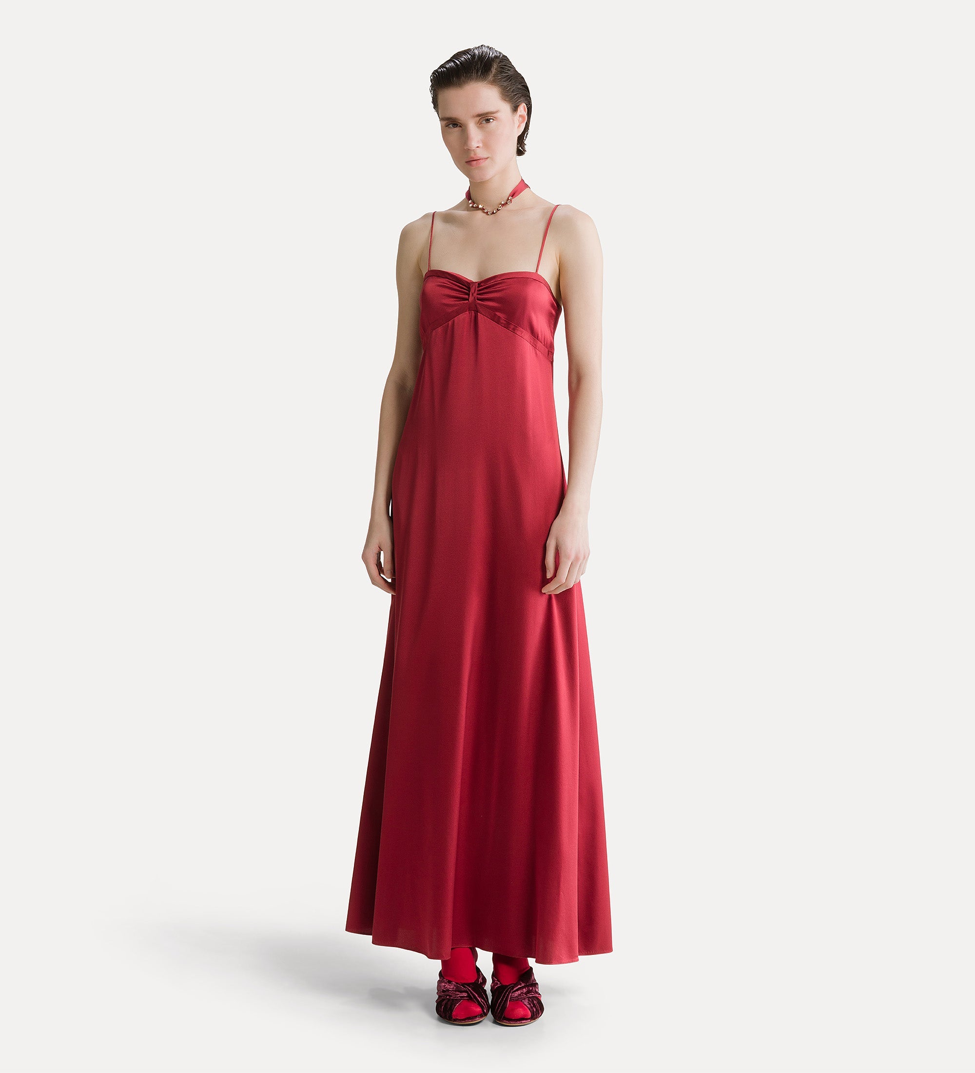 Forte abiti spaghetti strap dress abito pomegranate in seta stretch