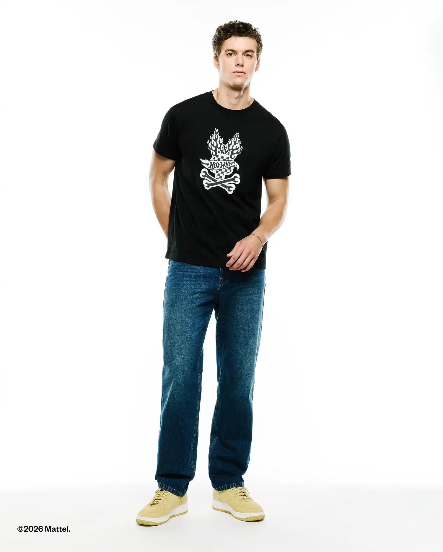 Psycho Bunny Men's Tees Hot Wheels t-shirt nera cotone Pima